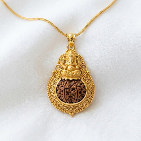 Ganesh Rudraksha Pendant in Gold Finish | India's Most Authentic  Lab & X-ray Certified Rudraksha Collection – Rudrapure.com