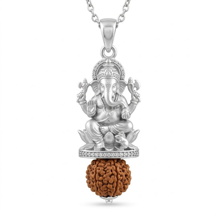 Ganesh Rudraksha Pendant with Lord Ganesha Idol in Silver Finish | India's Most Authentic  Lab & X-ray Certified Rudraksha Collection – Rudrapure.com