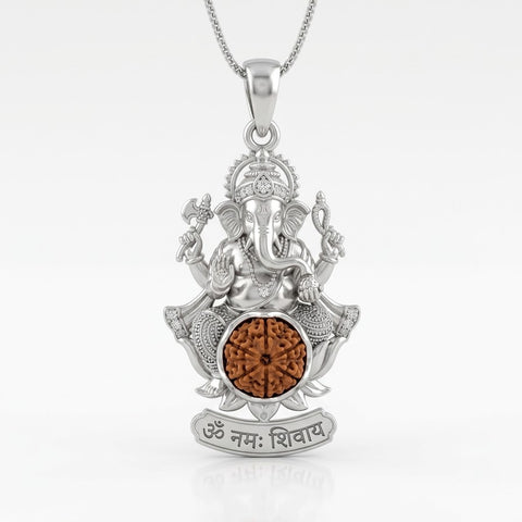 Ganesh Rudraksha Pendant with Om Namah Shivaya Engraving in Silver Finish | India's Most Authentic  Lab & X-ray Certified Rudraksha Collection – Rudrapure.com
