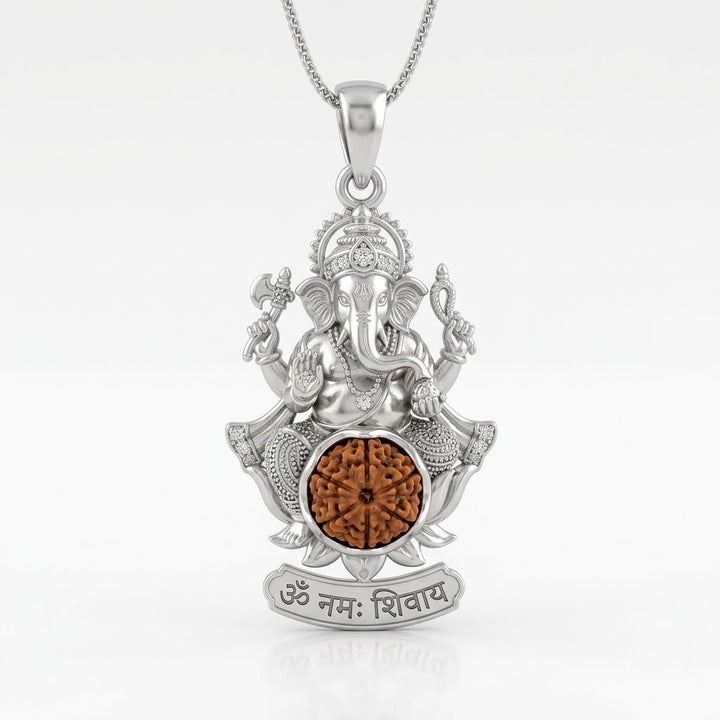 Ganesh Rudraksha Pendant with Om Namah Shivaya Engraving in Silver Finish | India's Most Authentic  Lab & X-ray Certified Rudraksha Collection – Rudrapure.com