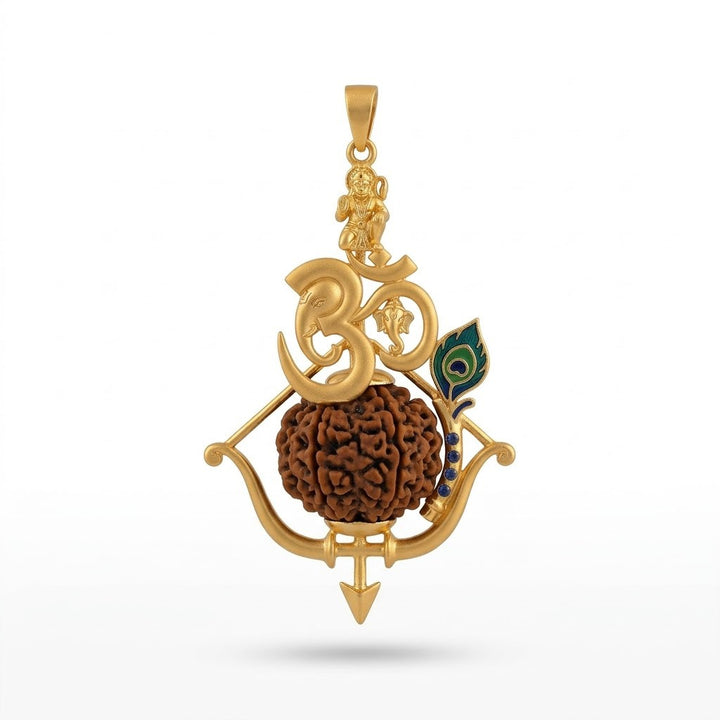 Om Krishna Rudraksha Pendant with Peacock Feather & Bow Design | India's Most Authentic  Lab & X-ray Certified Rudraksha Collection – Rudrapure.com