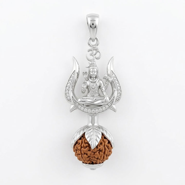Shiv Rudraksha Pendant with Mahadev Trishul Design in Silver Finish | India's Most Authentic  Lab & X-ray Certified Rudraksha Collection – Rudrapure.com