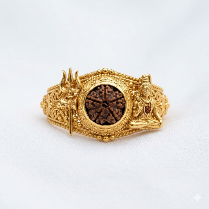 Shiv Rudraksha Ring with Trishul & Mahadev Design in Gold Finish | India's Most Authentic  Lab & X-ray Certified Rudraksha Collection – Rudrapure.com