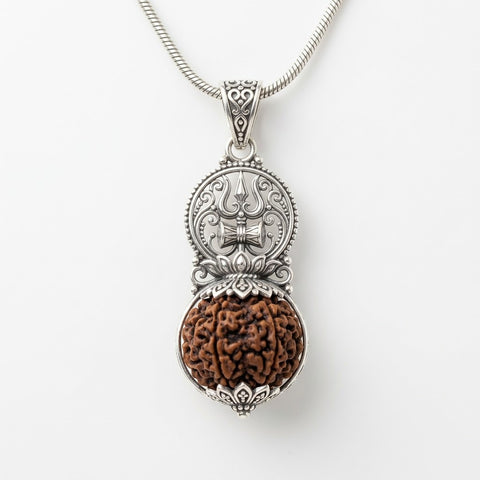 Shiv Trishul Damru Rudraksha Pendant in Silver Finish | India's Most Authentic  Lab & X-ray Certified Rudraksha Collection – Rudrapure.com