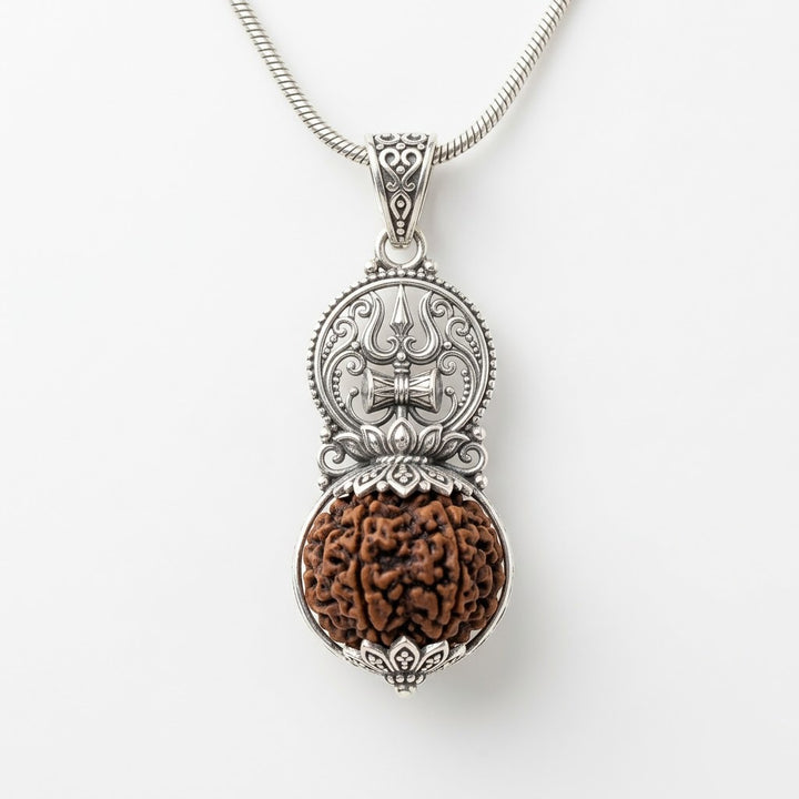 Shiv Trishul Damru Rudraksha Pendant in Silver Finish | India's Most Authentic  Lab & X-ray Certified Rudraksha Collection – Rudrapure.com