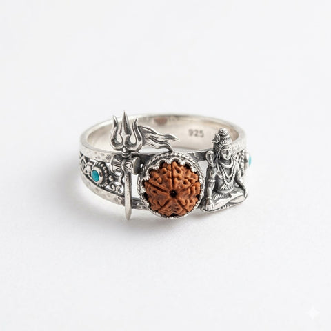 Shiv Trishul Rudraksha Sterling Silver Ring | India's Most Authentic  Lab & X-ray Certified Rudraksha Collection – Rudrapure.com